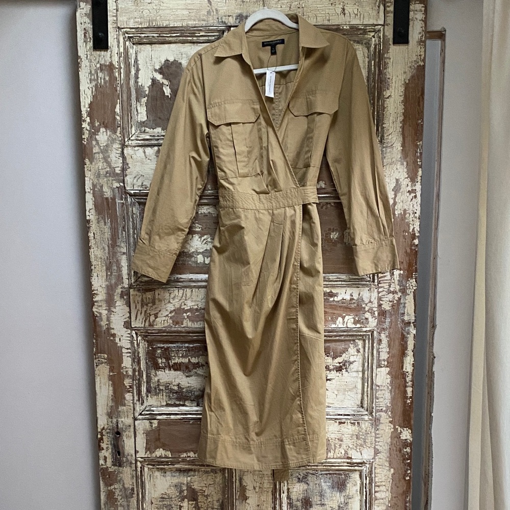 Banana Republic Khaki Wrap Dress, Size Small